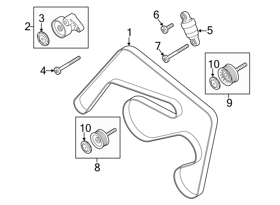 Diagram BELTS & PULLEYS. for your 2011 Porsche Cayenne  Base Sport Utility 