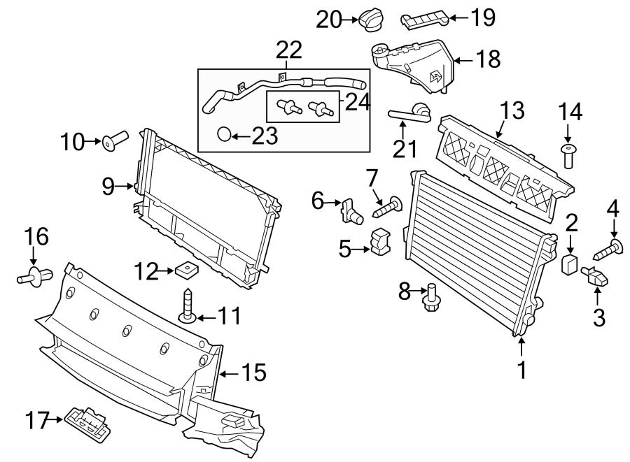 Diagram RADIATOR & COMPONENTS. for your 2006 Porsche Cayenne   