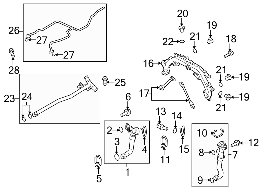 Diagram Radiator & components. for your 2021 Porsche Cayenne   