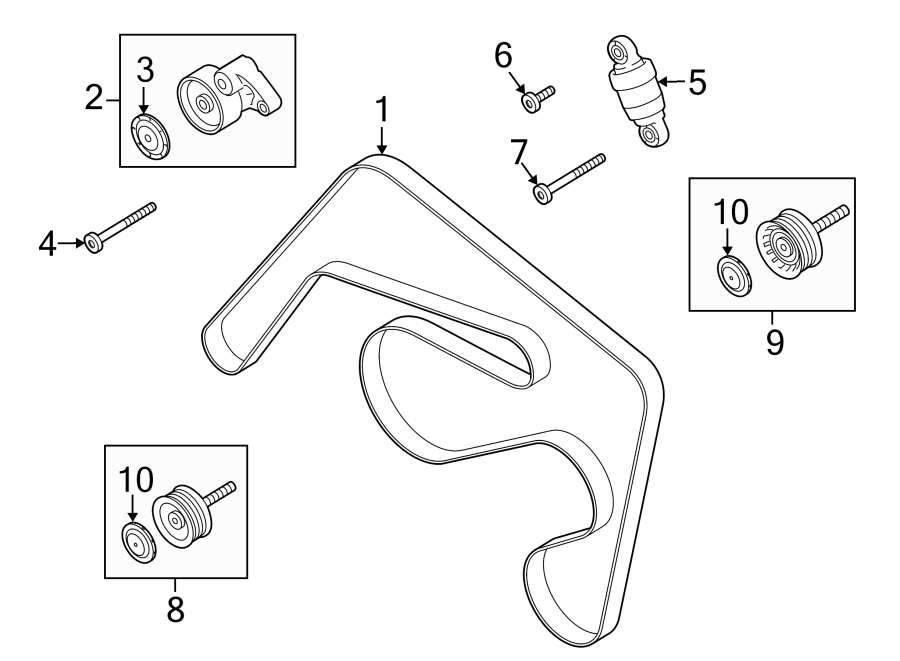 Diagram BELTS & PULLEYS. for your 2011 Porsche Cayenne  Base Sport Utility 