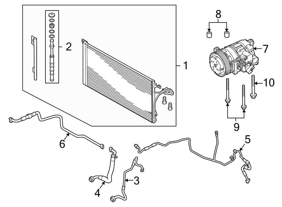 Diagram AIR CONDITIONER & HEATER. COMPRESSOR & LINES. CONDENSER. for your 2005 Porsche Cayenne   