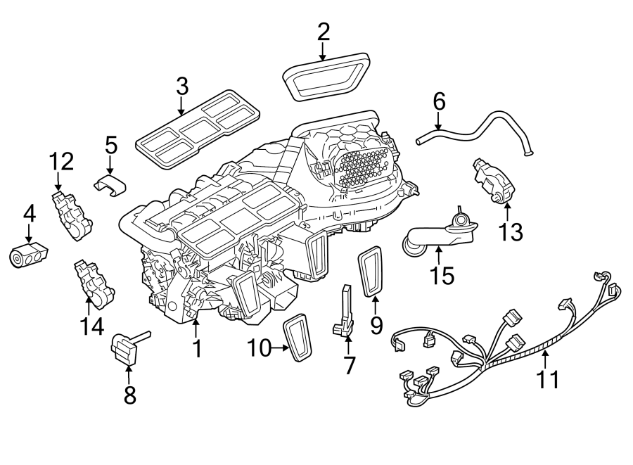 Diagram AIR CONDITIONER & HEATER. EVAPORATOR & HEATER COMPONENTS. for your 2006 Porsche Cayenne 3.2L V6 M/T Base Sport Utility 