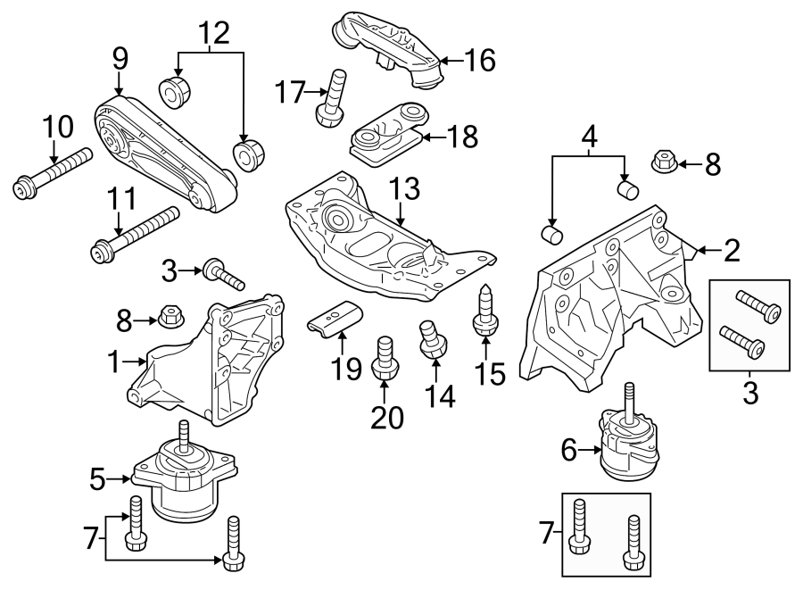 Diagram ENGINE & TRANS MOUNTING. for your 2018 Porsche Cayenne  S E-Hybrid Platinum Edition Sport Utility 