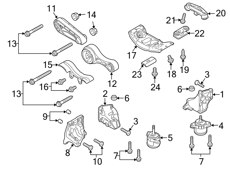 Diagram ENGINE & TRANS MOUNTING. for your 2016 Porsche Cayenne  Turbo Sport Utility 