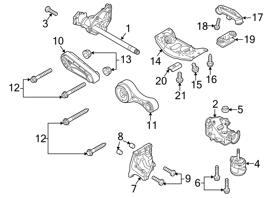 Diagram ENGINE & TRANS MOUNTING. for your 2012 Porsche Cayenne   