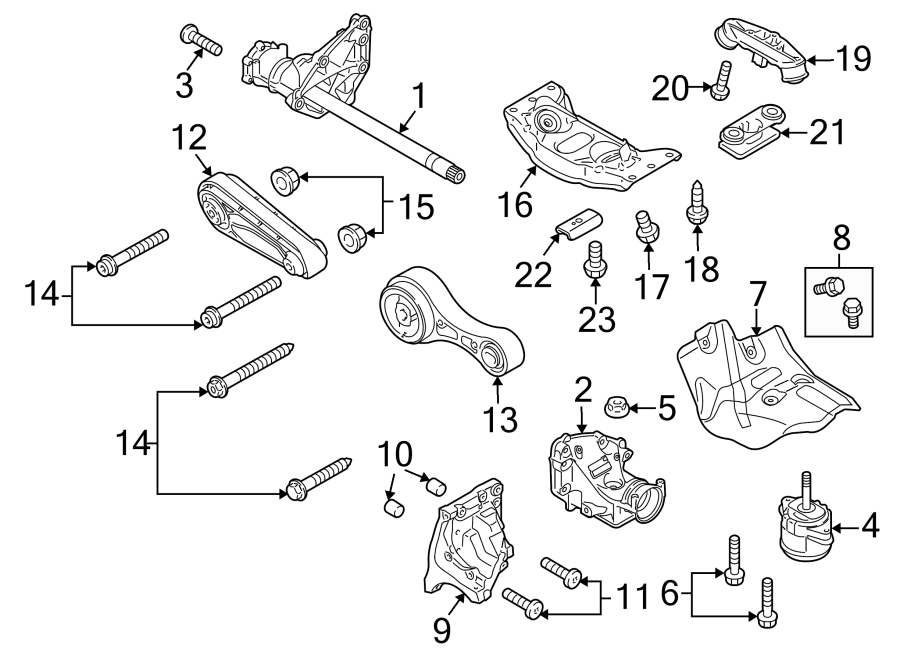 Diagram ENGINE & TRANS MOUNTING. for your 2017 Porsche Cayenne   