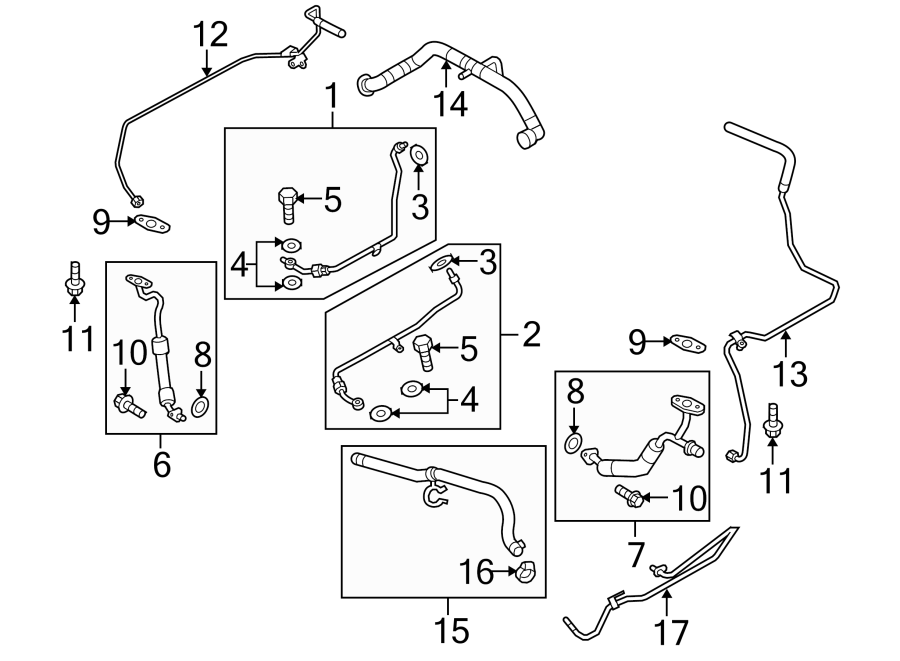 Diagram TURBOCHARGER & COMPONENTS. for your 2015 Porsche Cayenne   