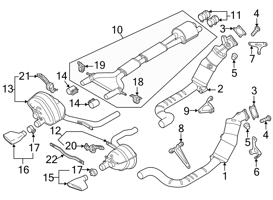 Diagram EXHAUST SYSTEM. EXHAUST COMPONENTS. for your Porsche