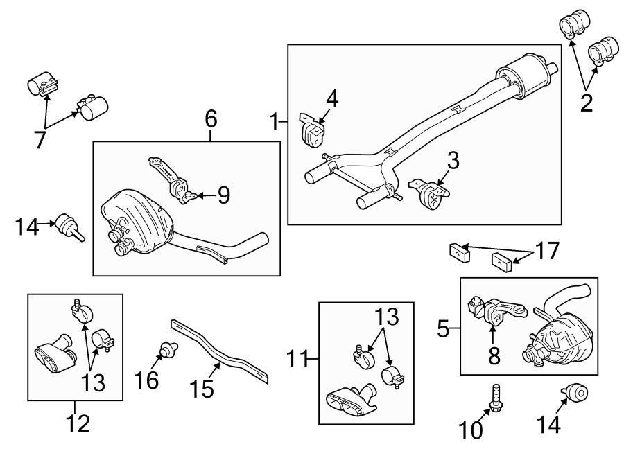 Diagram EXHAUST SYSTEM. for your 2018 Porsche Cayenne  Platinum Edition Sport Utility 