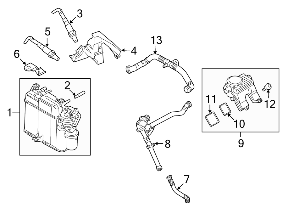 Diagram Emission system. Emission components. for your 2011 Porsche Cayenne  S Sport Utility 