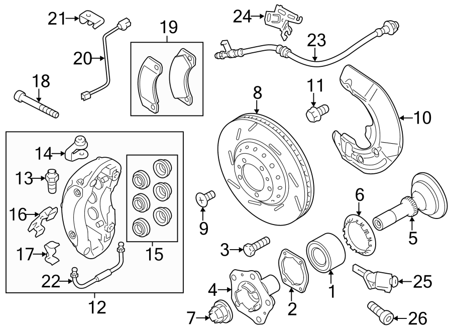 Diagram FRONT SUSPENSION. BRAKE COMPONENTS. for your 2023 Porsche Cayenne   