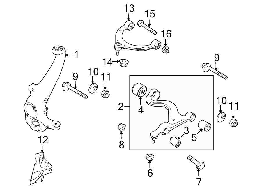 Diagram FRONT SUSPENSION. SUSPENSION COMPONENTS. for your 2014 Porsche Cayenne  Base Sport Utility 