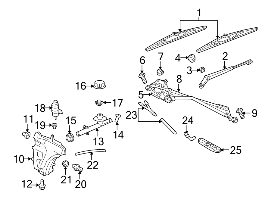 Diagram WINDSHIELD. WIPER & WASHER COMPONENTS. for your 2015 Porsche Cayenne  Turbo Sport Utility 