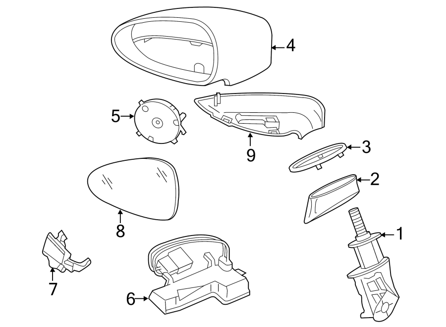 Diagram FRONT DOOR. OUTSIDE MIRRORS. for your 2010 Porsche Panamera   