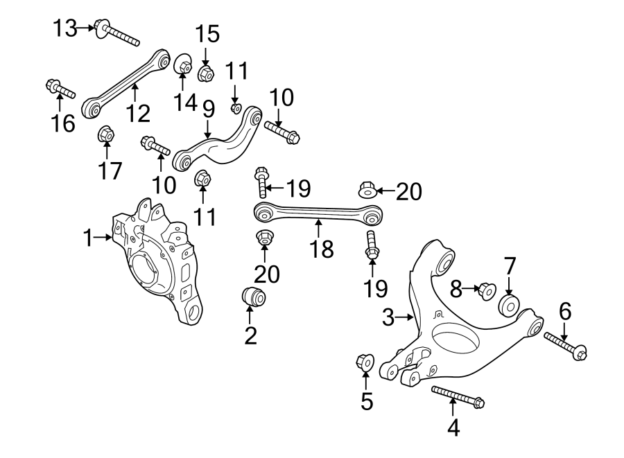 Diagram REAR SUSPENSION. SUSPENSION COMPONENTS. for your 2014 Porsche Cayenne  Base Sport Utility 