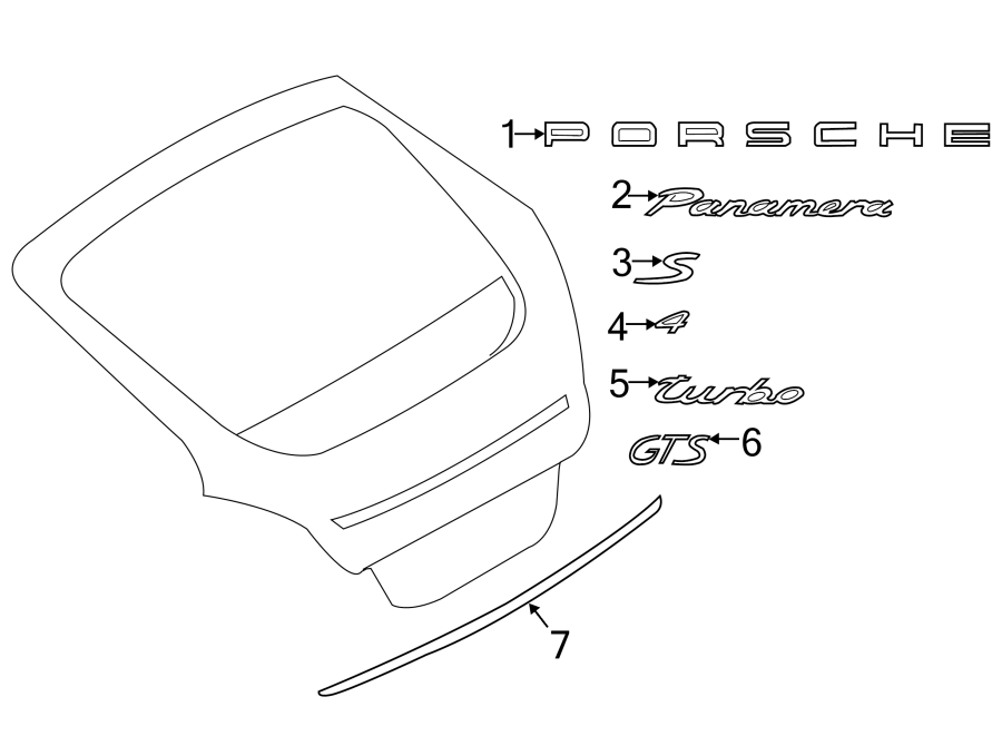 Diagram LIFT GATE. EXTERIOR TRIM. for your 2015 Porsche Cayenne   