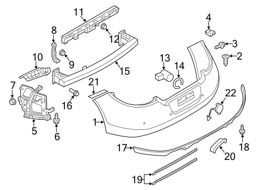 Diagram REAR BUMPER. BUMPER & COMPONENTS. for your 2019 Porsche Cayenne   