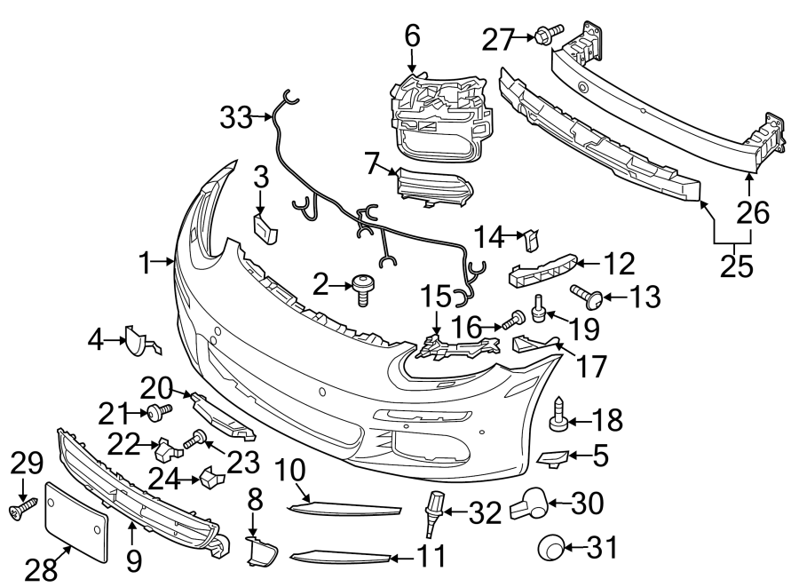 Diagram FRONT BUMPER & GRILLE. BUMPER & COMPONENTS. for your 2005 Porsche Cayenne   