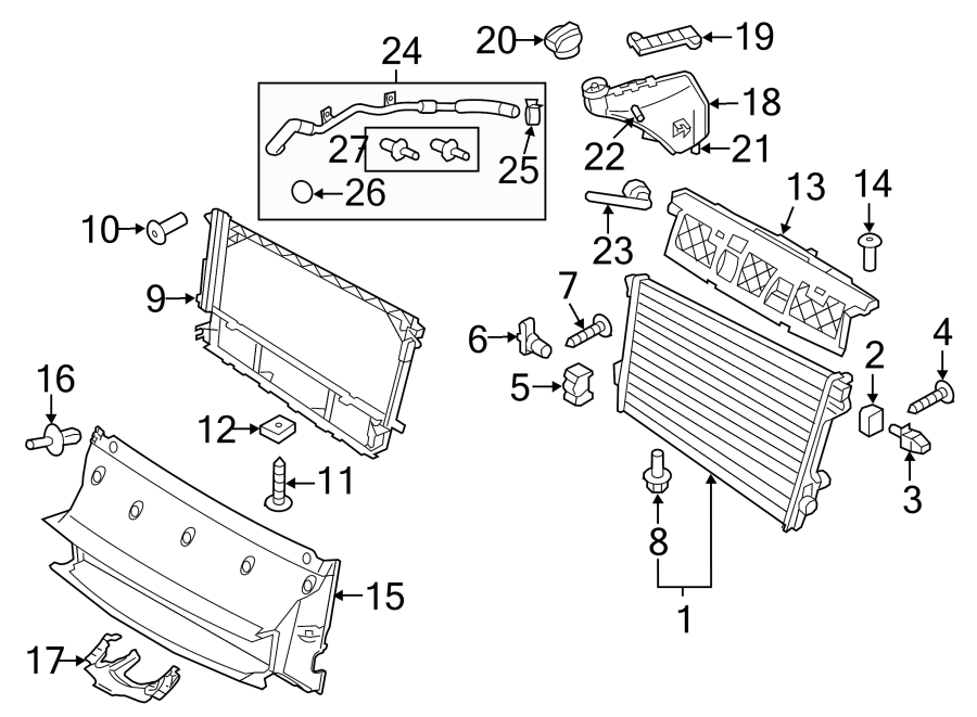 Diagram RADIATOR & COMPONENTS. for your 2004 Porsche Cayenne  Turbo Sport Utility 