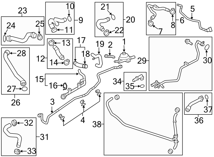 Diagram COOLANT LINES. for your 2017 Porsche Cayenne  Platinum Edition Sport Utility 