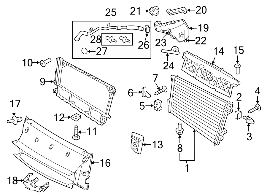 Diagram RADIATOR & COMPONENTS. for your Porsche