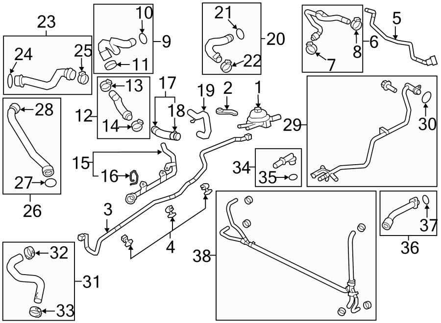 Diagram COOLANT LINES. for your 2017 Porsche Cayenne  Platinum Edition Sport Utility 