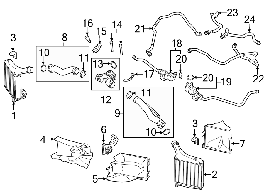 Diagram INTERCOOLER. for your 2014 Porsche Cayenne  S Hybrid Sport Utility 