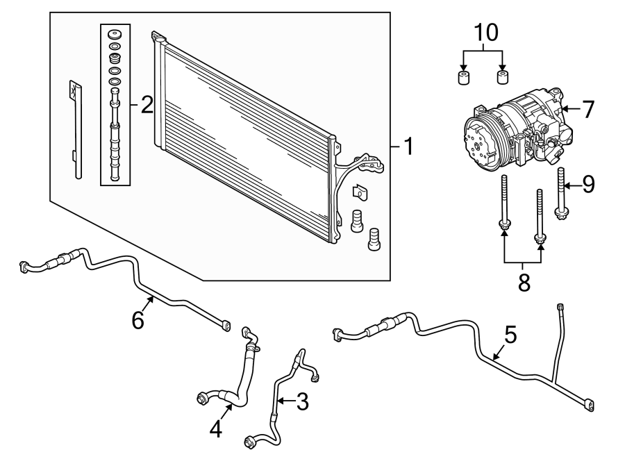 Diagram AIR CONDITIONER & HEATER. COMPRESSOR & LINES. CONDENSER. for your 2022 Porsche Cayenne   