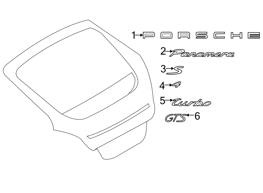 Diagram LIFT GATE. EXTERIOR TRIM. for your 2015 Porsche Cayenne   