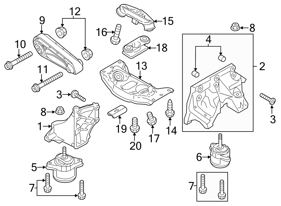 Diagram ENGINE & TRANS MOUNTING. for your 2010 Porsche 911   