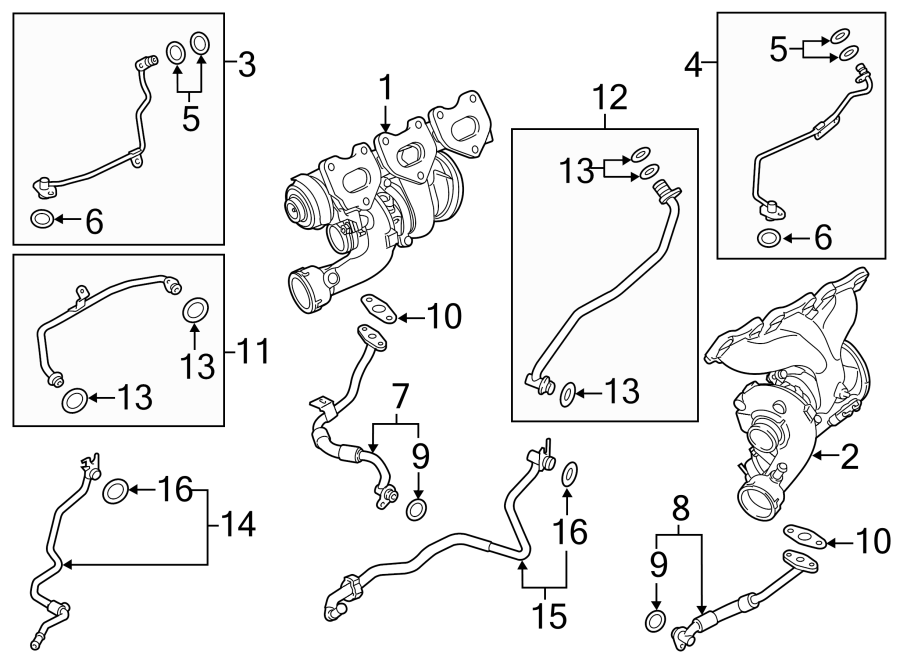 Diagram TURBOCHARGER & COMPONENTS. for your 2017 Porsche Cayenne  S E-Hybrid Platinum Edition Sport Utility 