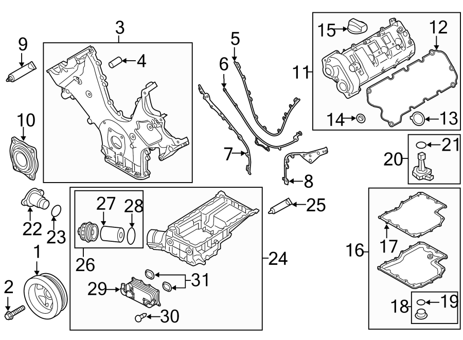 Diagram ENGINE PARTS. for your 2014 Porsche Cayenne  Turbo Sport Utility 