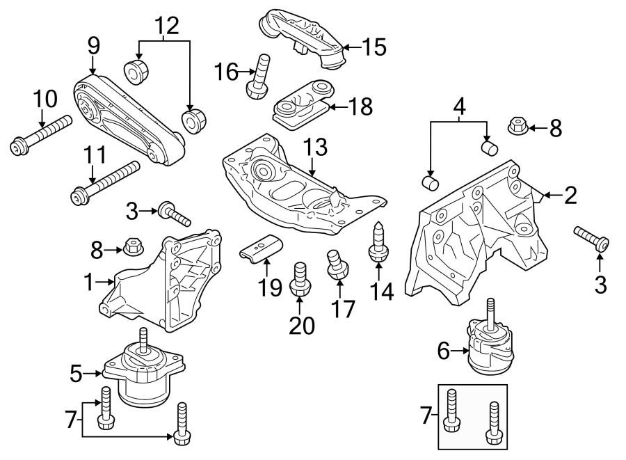 Diagram ENGINE & TRANS MOUNTING. for your 2014 Porsche Cayenne  Diesel Platinum Edition Sport Utility 