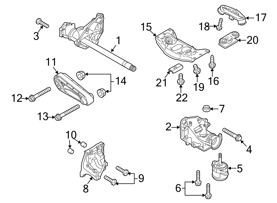 Diagram ENGINE & TRANS MOUNTING. for your 2012 Porsche Cayenne   