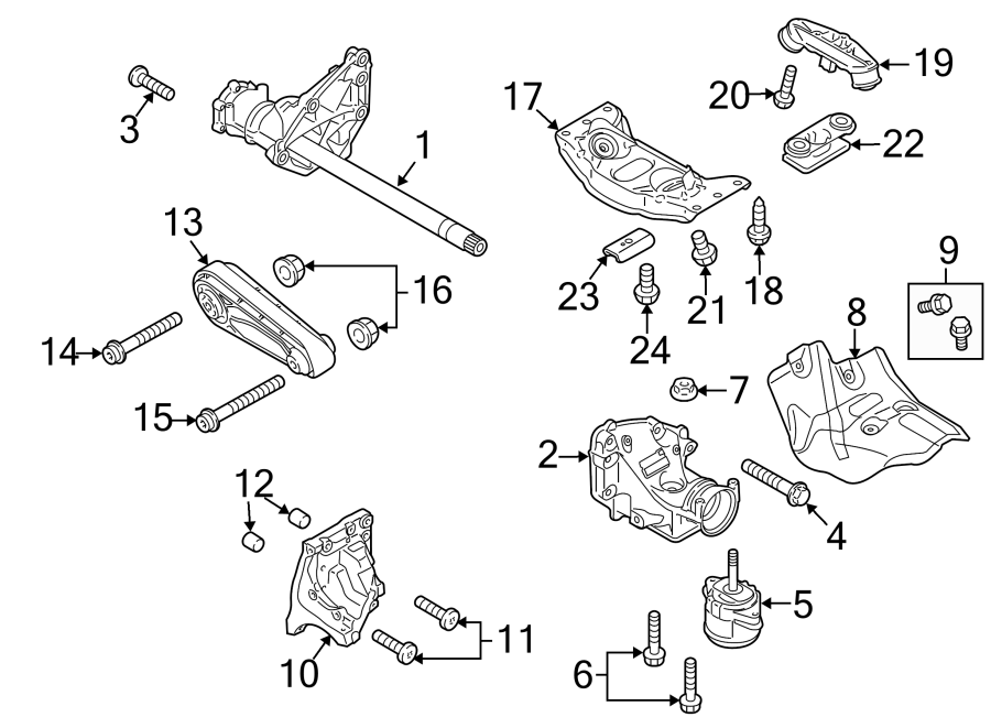 Diagram ENGINE & TRANS MOUNTING. for your 2014 Porsche Cayenne   