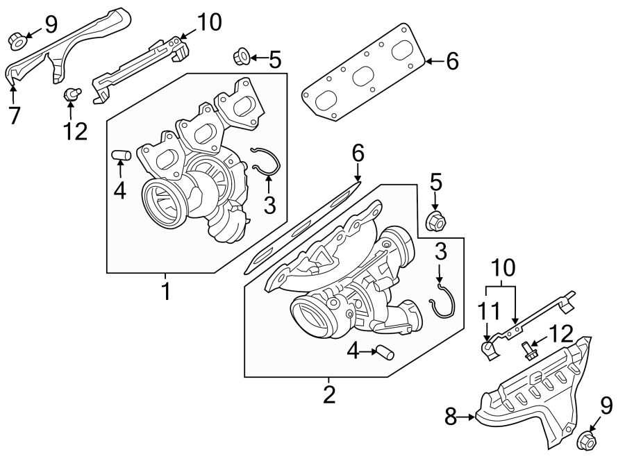 Diagram EXHAUST SYSTEM. EXHAUST MANIFOLD. for your 2017 Porsche Cayenne  S E-Hybrid Platinum Edition Sport Utility 