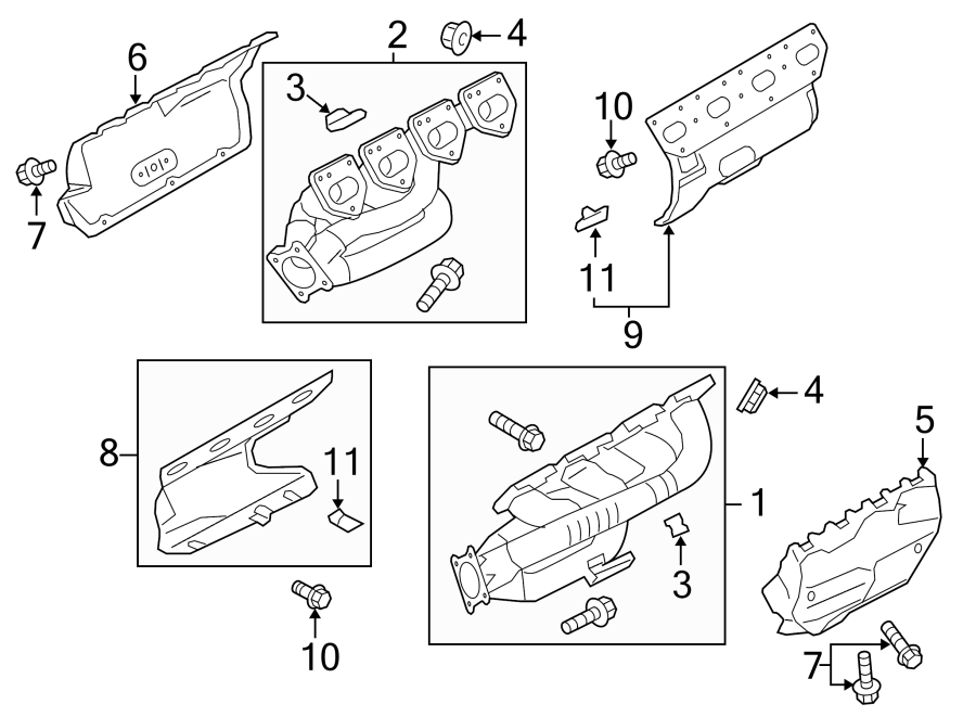 Diagram EXHAUST SYSTEM. EXHAUST MANIFOLD. for your 2019 Porsche Cayenne   