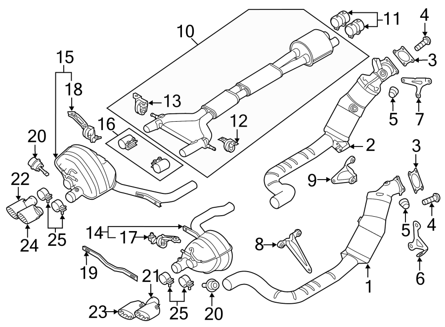 Diagram EXHAUST SYSTEM. for your 2017 Porsche Cayenne   