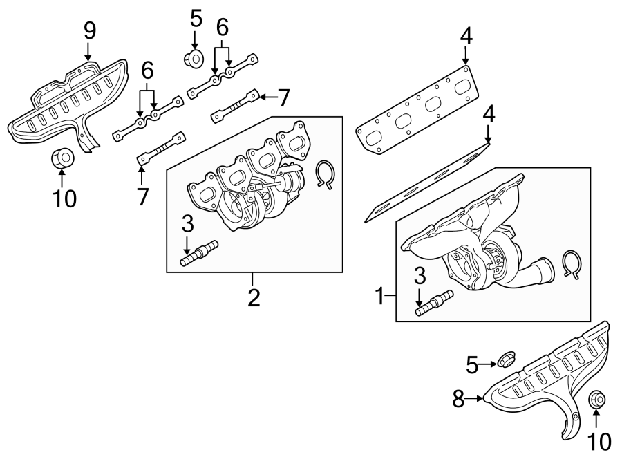 Diagram EXHAUST SYSTEM. EXHAUST MANIFOLD. for your 2011 Porsche Cayenne   