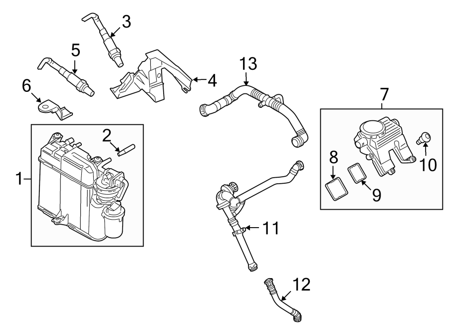 Diagram EMISSION SYSTEM. EMISSION COMPONENTS. for your 2011 Porsche Cayenne  S Hybrid Sport Utility 