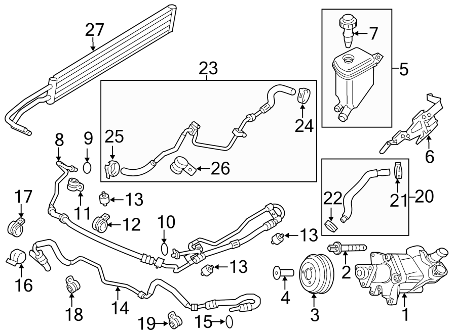 Diagram STEERING GEAR & LINKAGE. PUMP & HOSES. for your 2014 Porsche Cayenne  Diesel Platinum Edition Sport Utility 