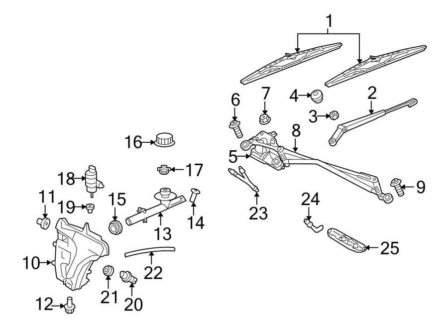 Diagram WINDSHIELD. WIPER & WASHER COMPONENTS. for your 2013 Porsche Cayenne  Turbo Sport Utility 