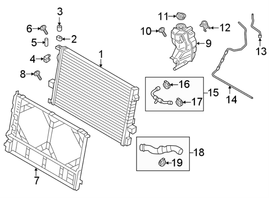 Diagram RADIATOR & COMPONENTS. for your 2006 Porsche Cayenne   