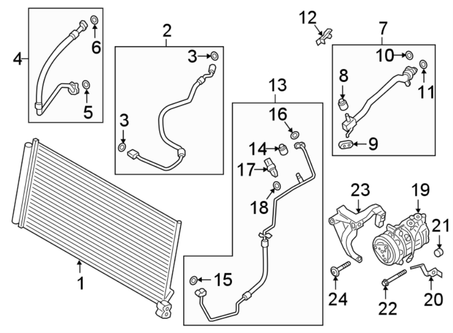 Diagram AIR CONDITIONER & HEATER. COMPRESSOR & LINES. CONDENSER. for your 2006 Porsche Cayenne  Base Sport Utility 