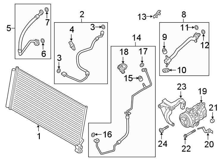 Diagram AIR CONDITIONER & HEATER. COMPRESSOR & LINES. CONDENSER. for your 2005 Porsche Cayenne  Turbo Sport Utility 