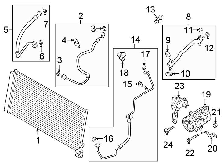 Diagram AIR CONDITIONER & HEATER. COMPRESSOR & LINES. CONDENSER. for your 2006 Porsche Cayenne  S Sport Utility 