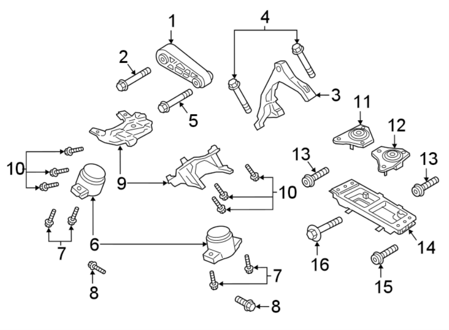 Diagram ENGINE & TRANS MOUNTING. for your 2024 Porsche Cayenne  Turbo E-Hybrid Coupe Sport Utility 