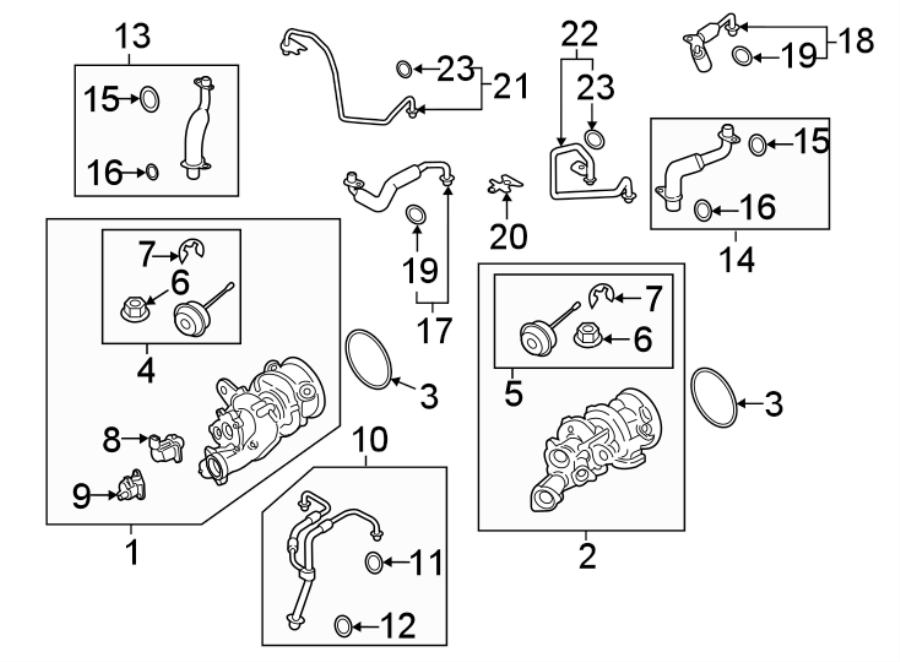 Diagram TURBOCHARGER & COMPONENTS. for your 2019 Porsche Macan   