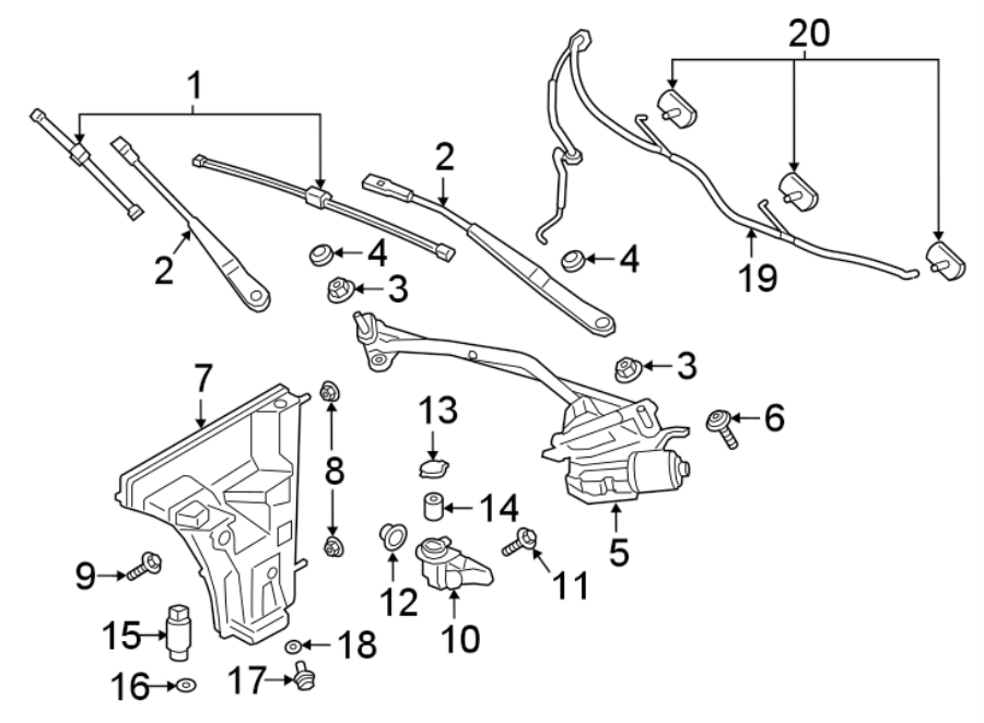 Diagram WINDSHIELD. WIPER & WASHER COMPONENTS. for your 2016 Porsche Cayenne  Base Sport Utility 