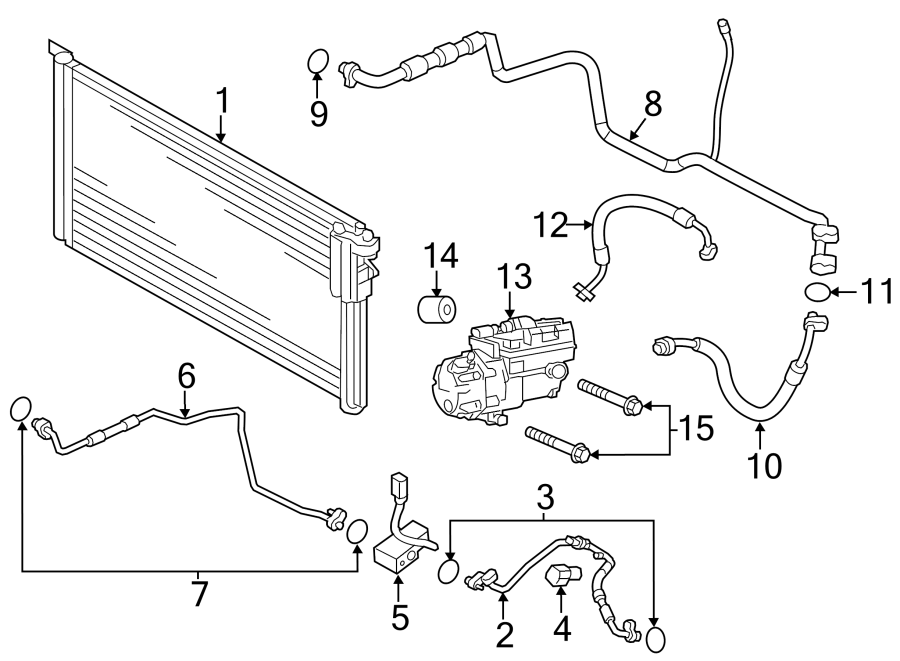 Diagram AIR CONDITIONER & HEATER. COMPRESSOR & LINES. CONDENSER. for your 2013 Porsche Cayenne   